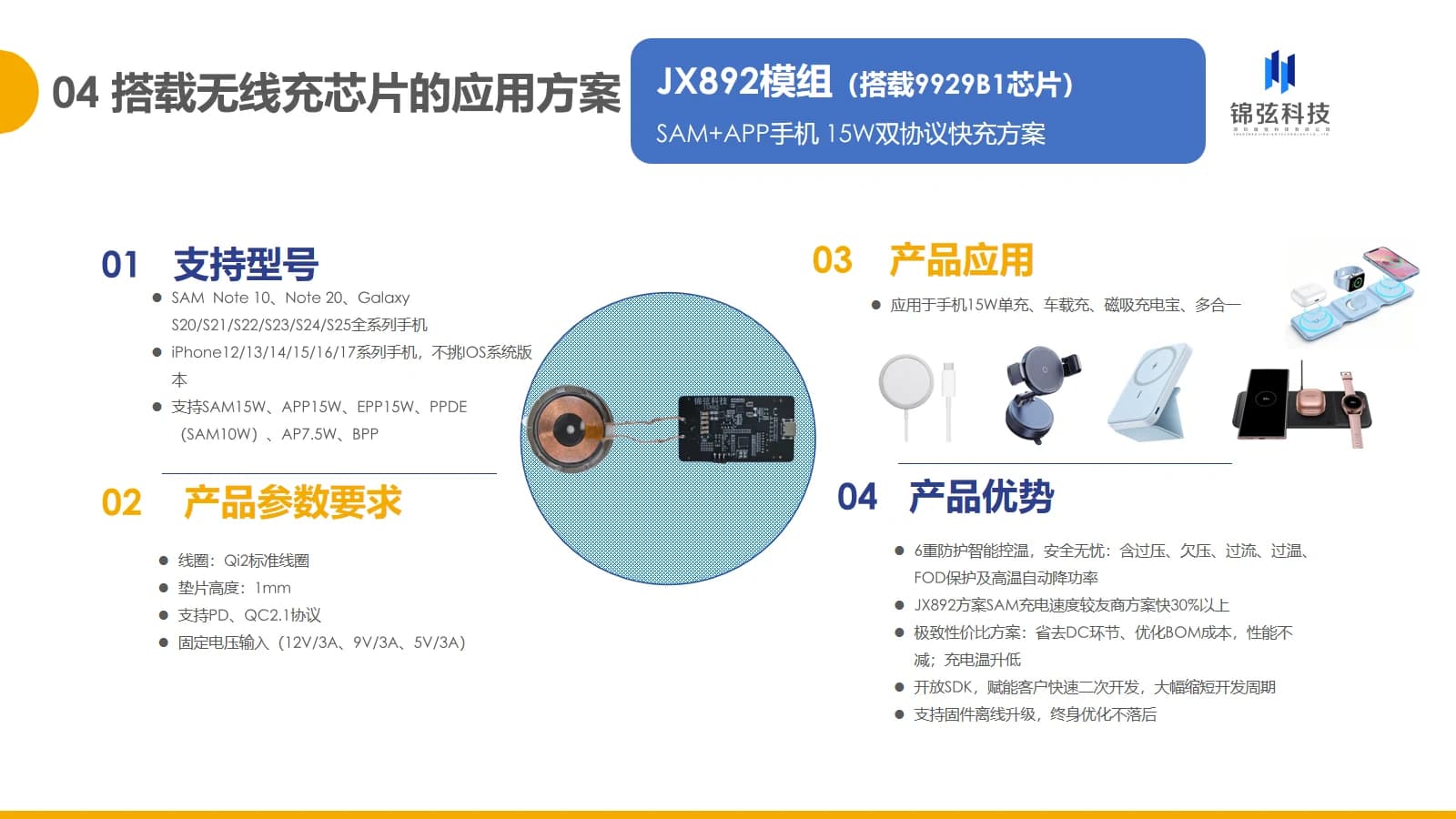 JX892 SAM＋APP 双协议 15W 无线快充方案 view 2